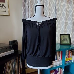 WHBM Black Boho Off Shoulder Top
